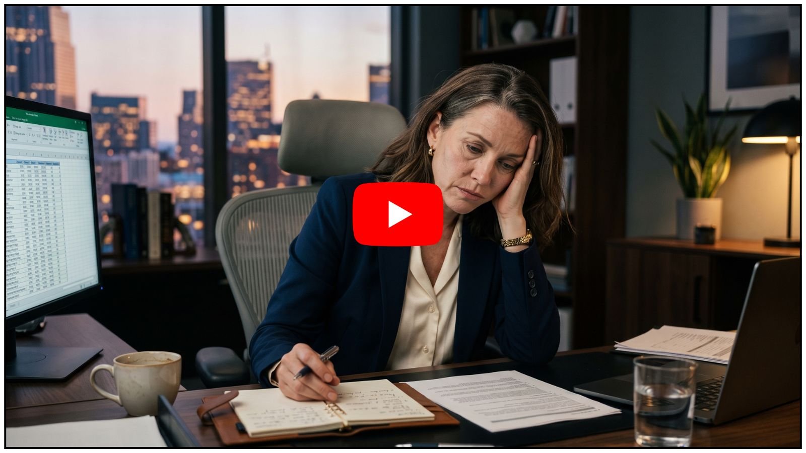 Stressed professional woman in office